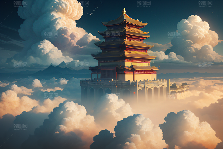 云海中的古宫殿极致视觉享受