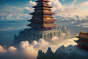 云海中的古宫殿极致视觉享受