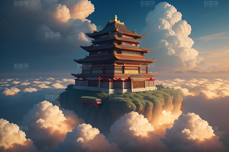 8K细节梦幻中的古云宫殿