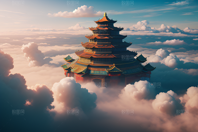 8K细节梦幻中的古云宫殿
