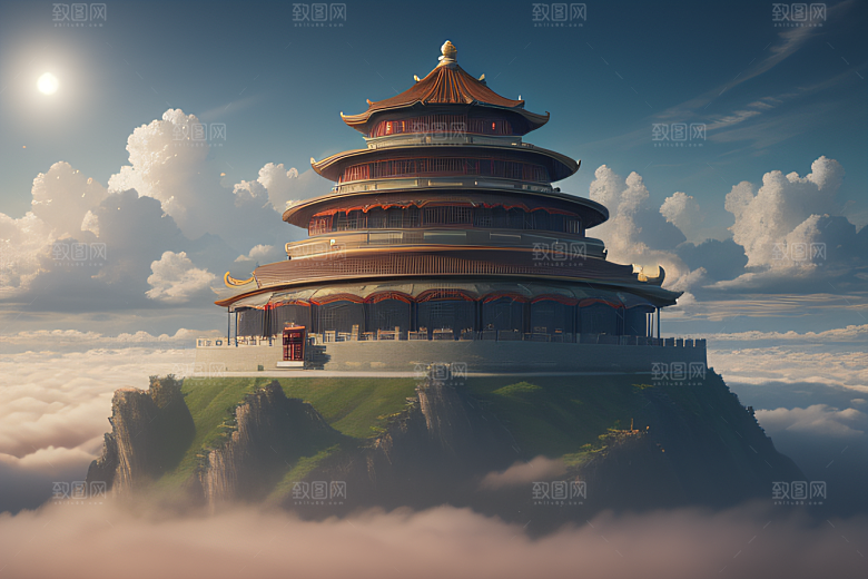 8K细节梦幻中的古云宫殿