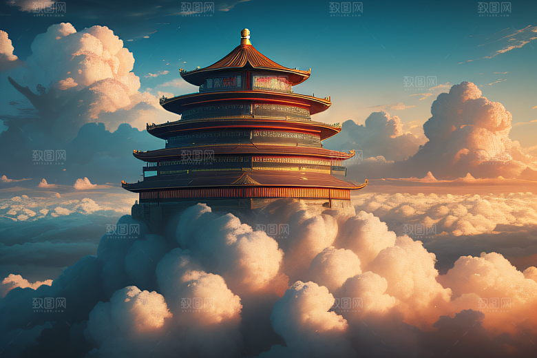 8K细节梦幻中的古云宫殿