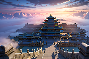 8K细节梦幻中的古云宫殿