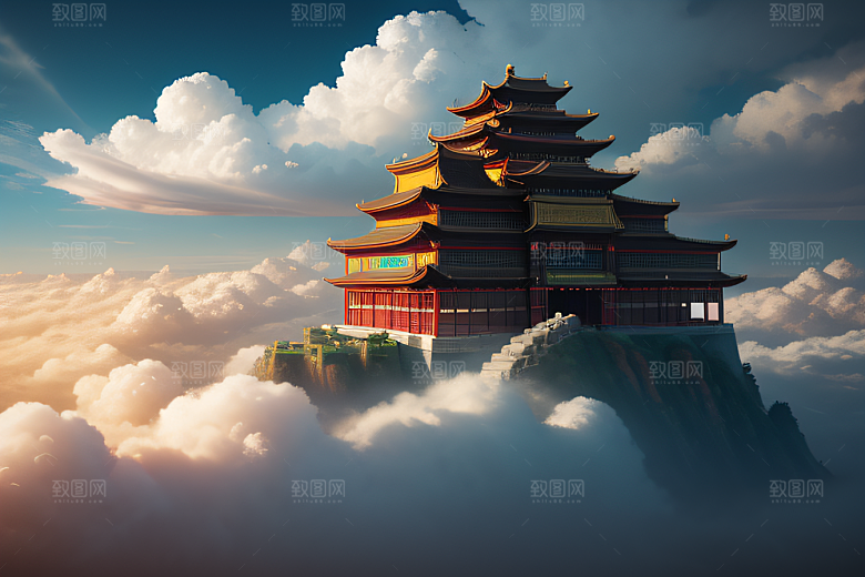 8K细节梦幻中的古云宫殿