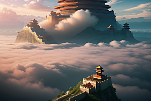 8K细节梦幻中的古云宫殿