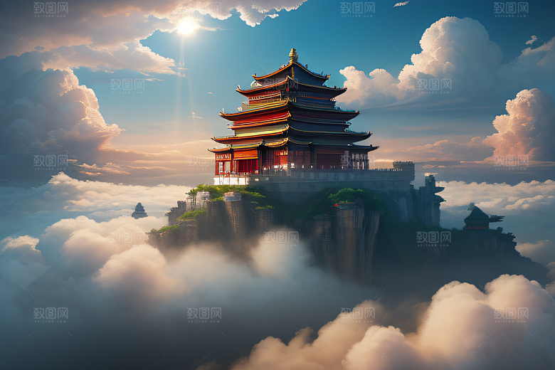 8K细节梦幻中的古云宫殿