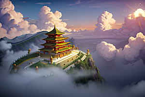 8K细节梦幻中的古云宫殿
