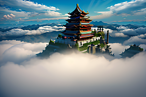 极致视角俯瞰夏日古云宫