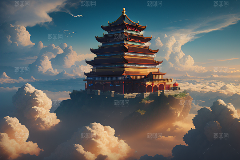 极致视角俯瞰夏日古云宫