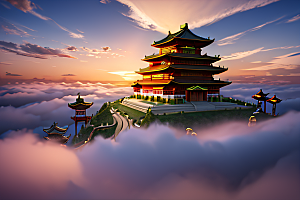 极致视角俯瞰夏日古云宫