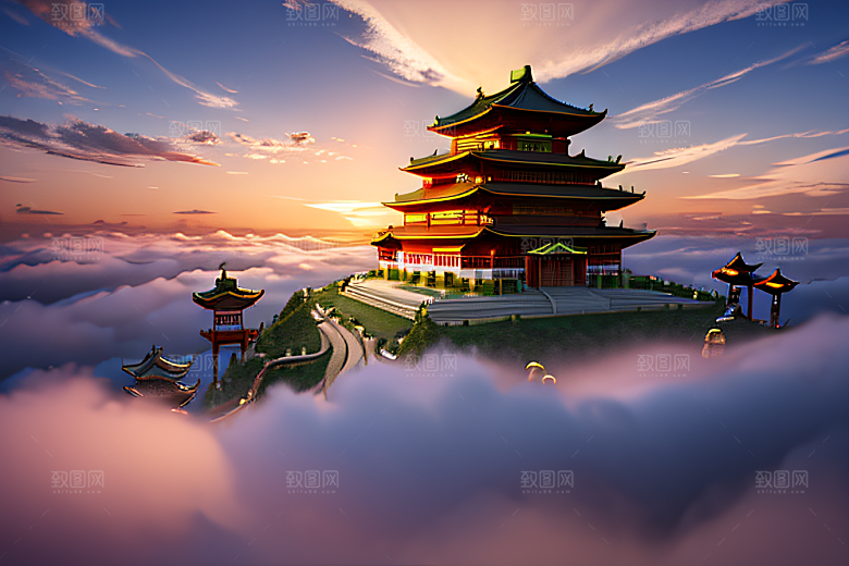 极致视角俯瞰夏日古云宫