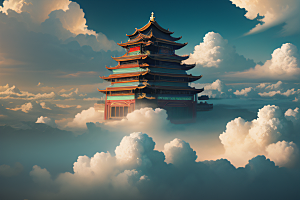 极致视角俯瞰夏日古云宫