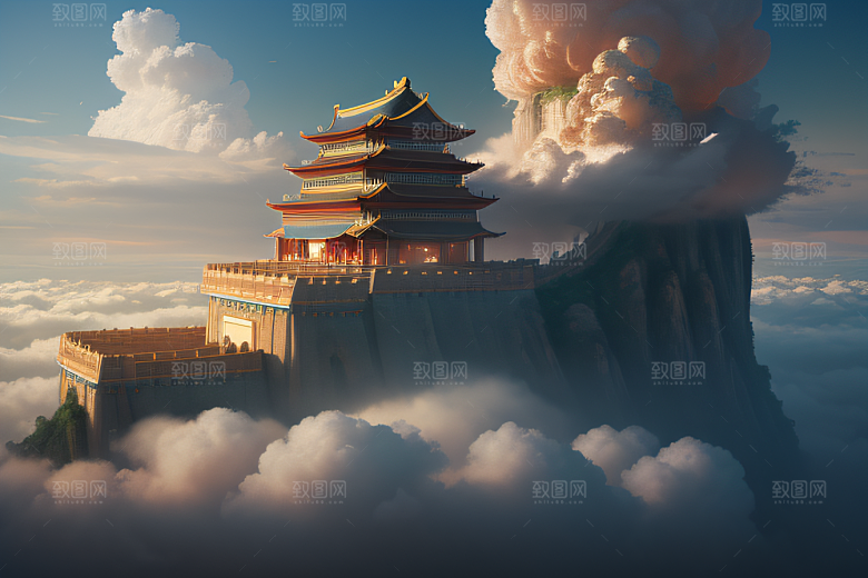 极致视角俯瞰夏日古云宫