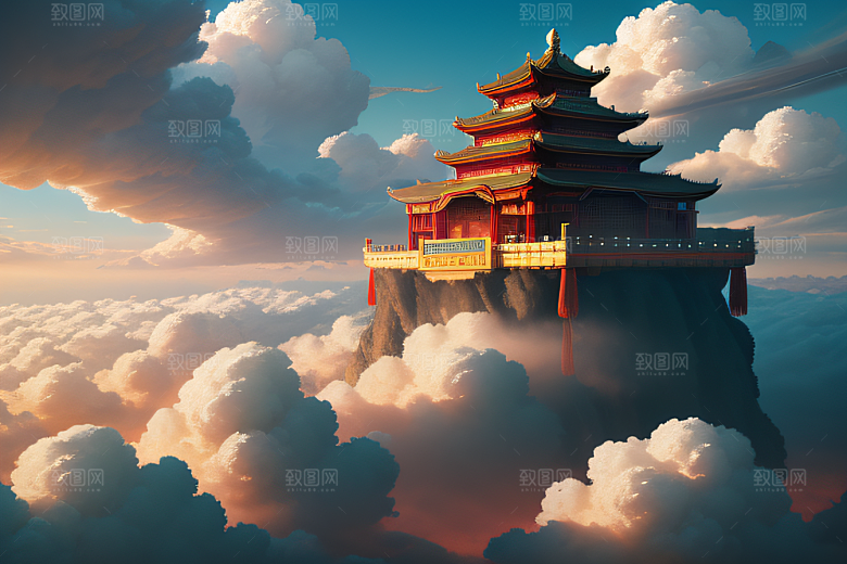 云海中的古宫殿极致视觉艺术
