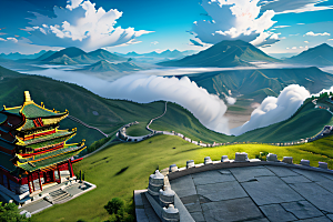 云海中的古宫殿极致视觉艺术
