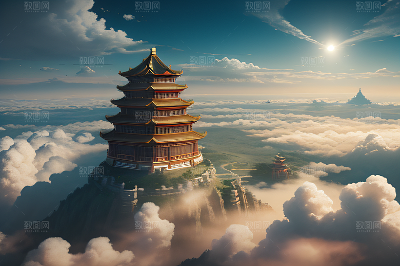 云海中的古宫殿极致视觉艺术