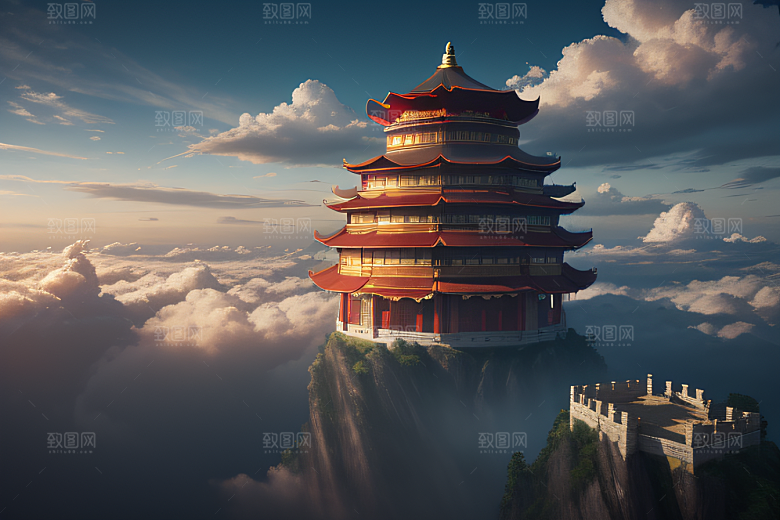 云海中的古宫殿极致视觉艺术