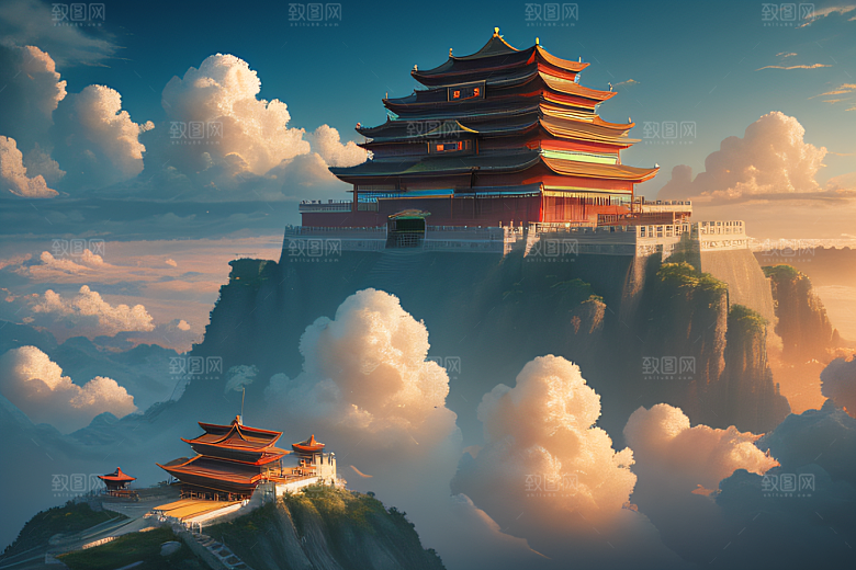 云海中的古宫殿极致视觉享受
