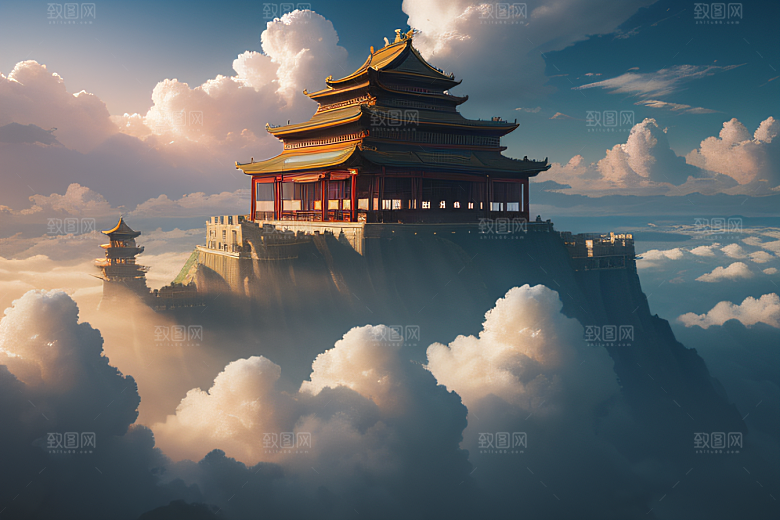 云海中的古宫殿极致视觉享受