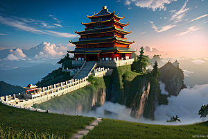 云海中的古宫殿极致视觉享受