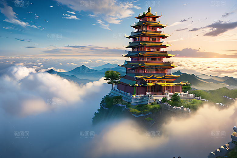 8K细节梦幻中的古云宫殿