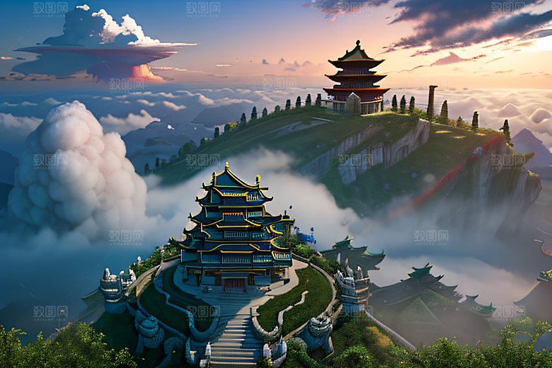 极致视角俯瞰夏日古云宫