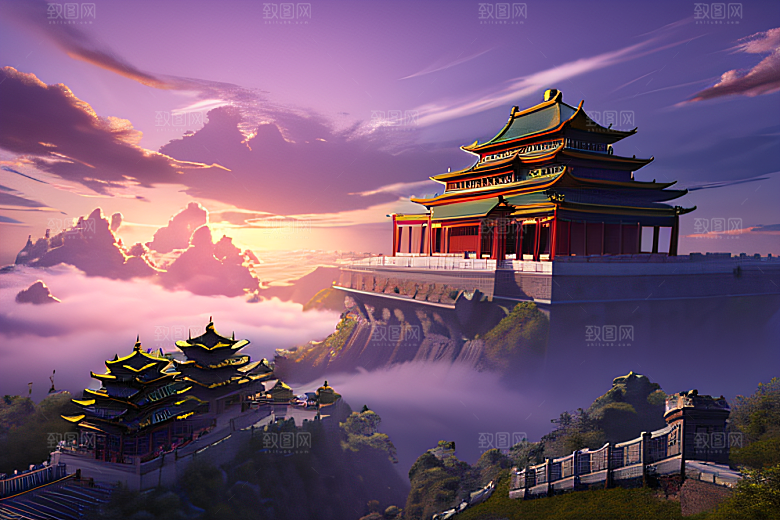 极致视角俯瞰夏日古云宫