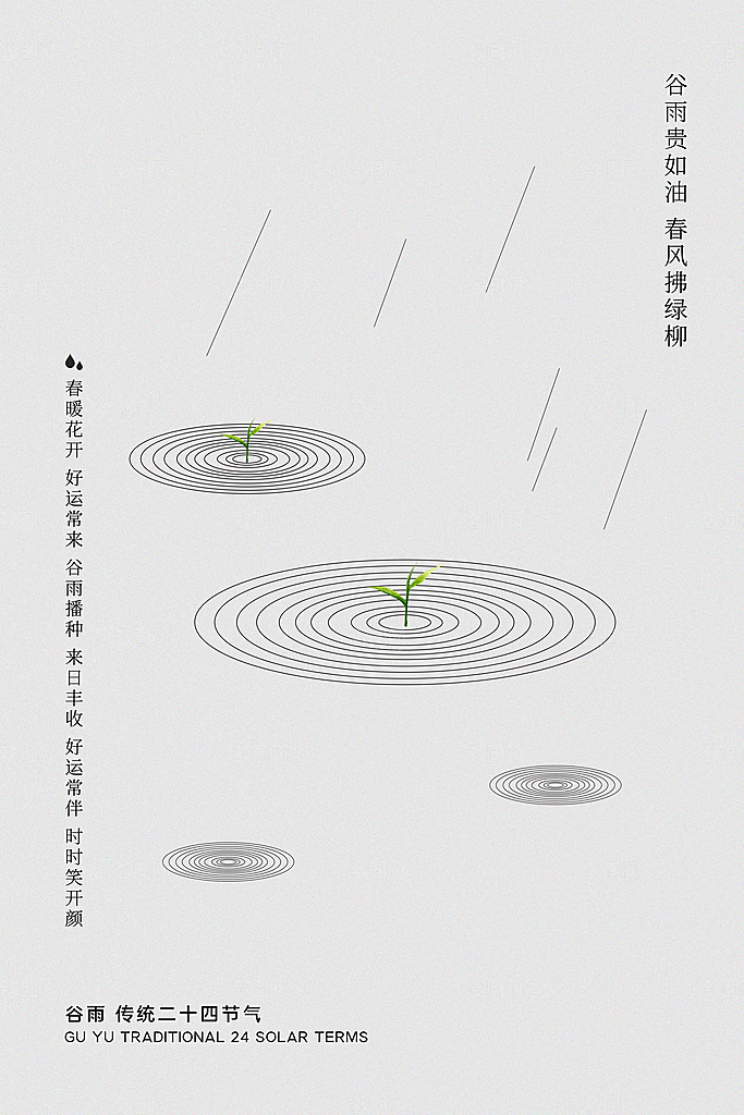 中国传统二十四节气谷雨节气海报