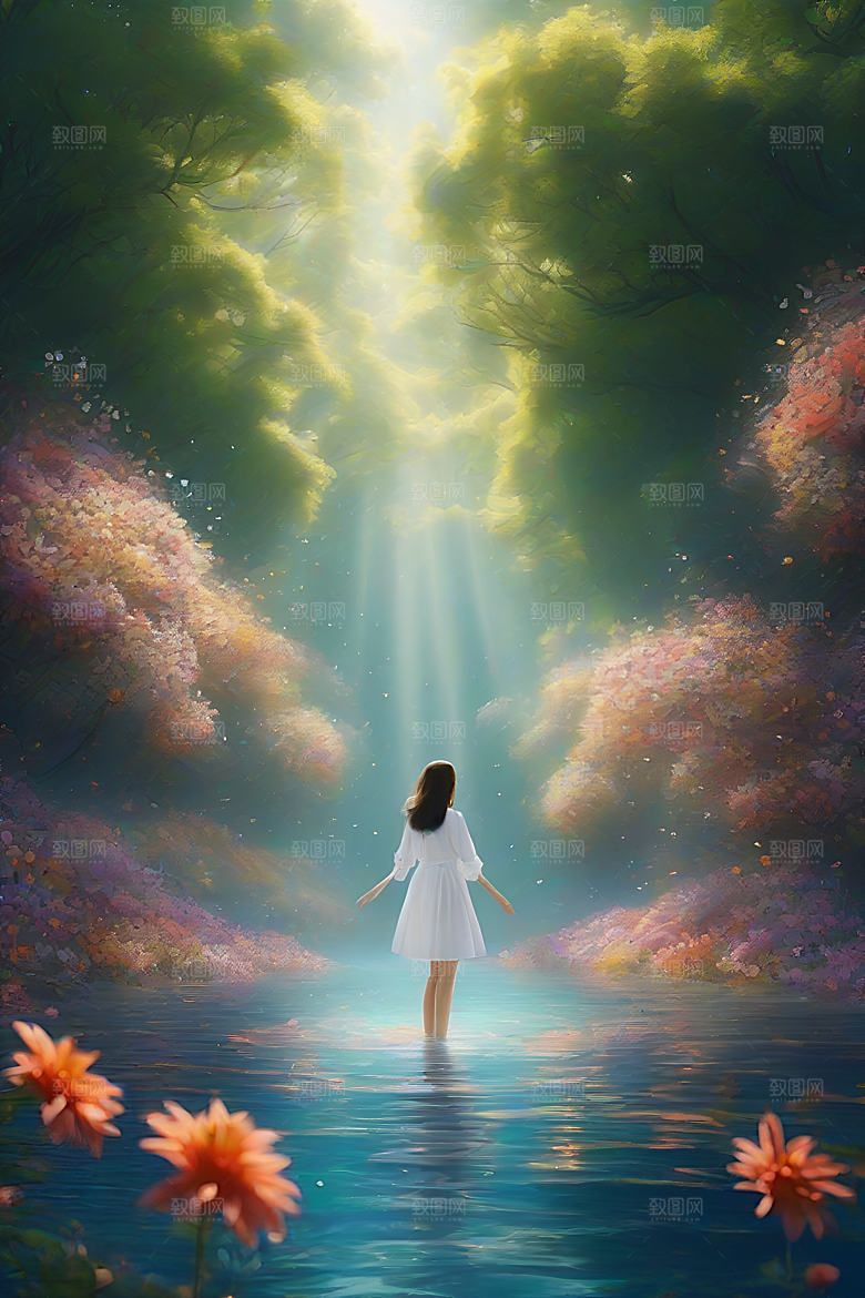 生动插画中的玉米田景观
