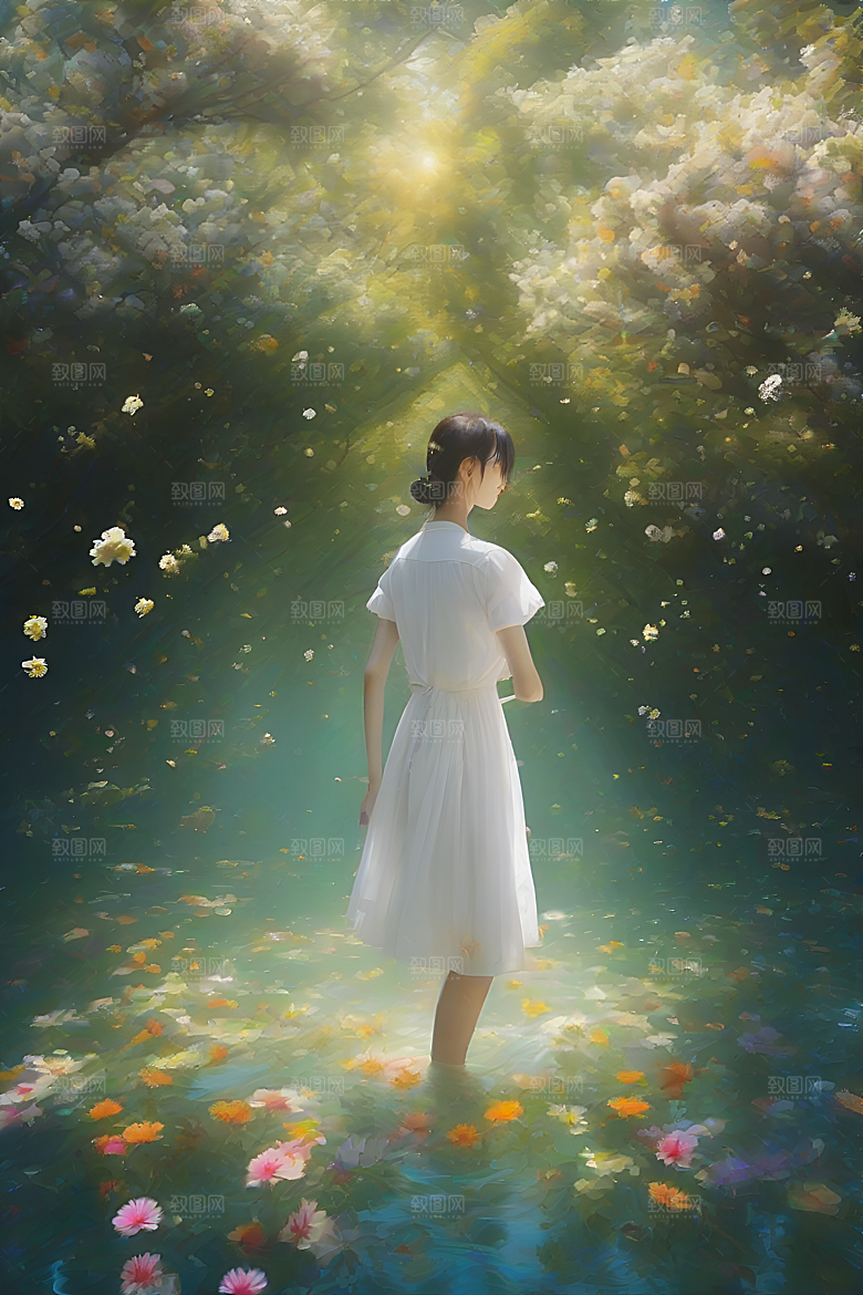 生动插画中的玉米田景观