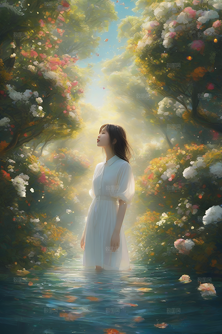 插画风景中的金黄玉米田