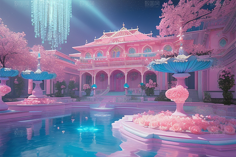 粉色魔法闪耀水波