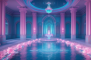 粉色魔法闪耀水波