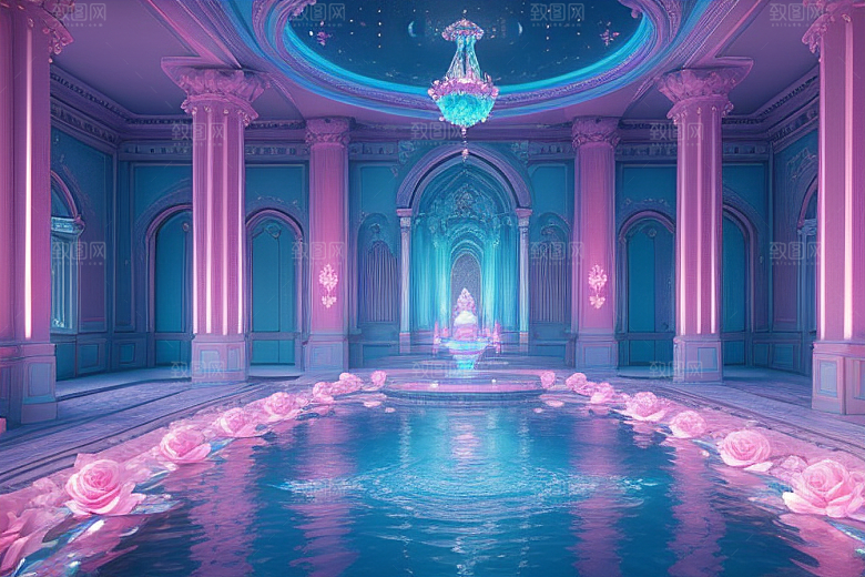 粉色魔法闪耀水波