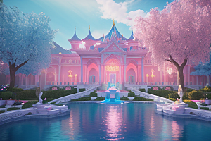 粉色魔法闪耀水波