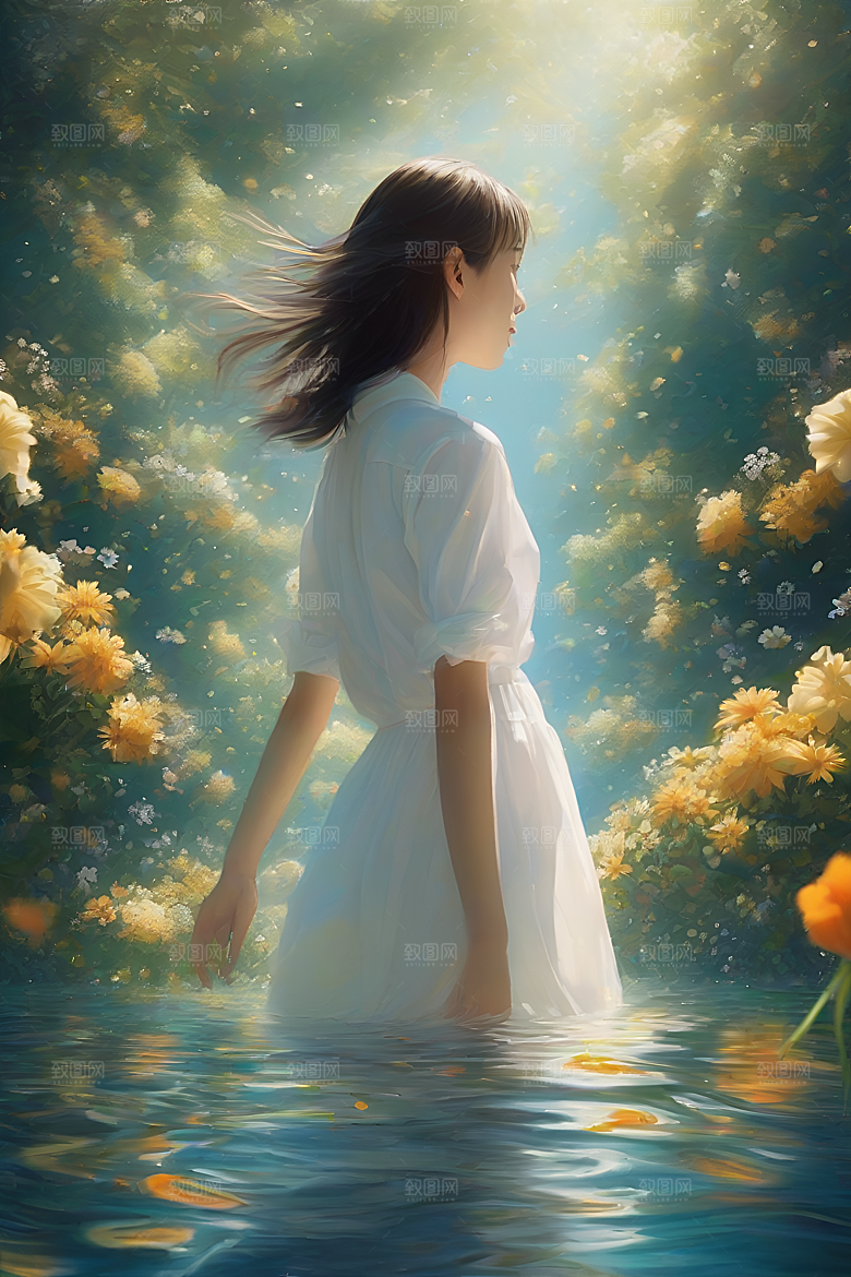 插画风景中的玉米田