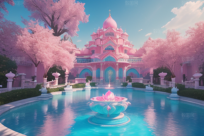 粉色魔法闪耀水波