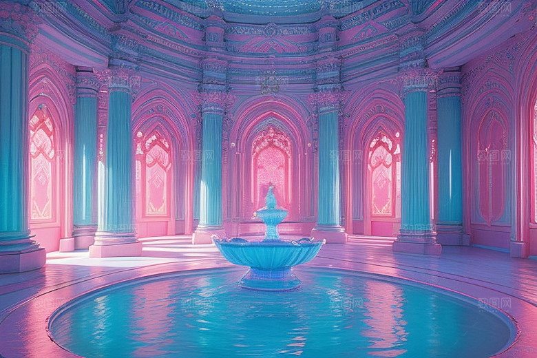 粉色魔法闪耀水波