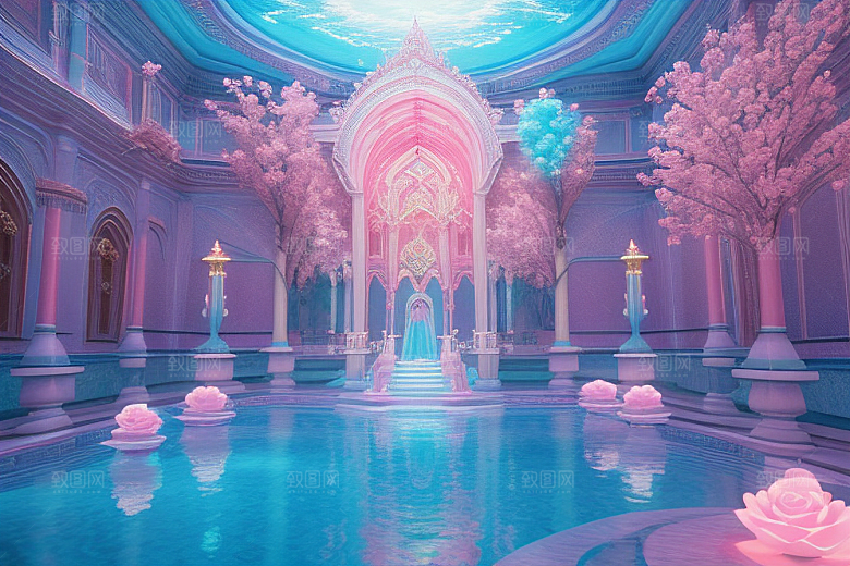 粉色魔法闪耀水波