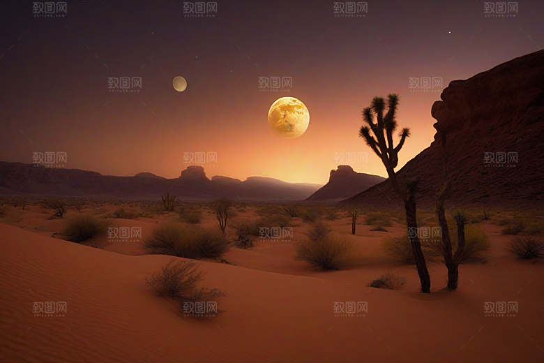 沙漠之夜在星空下翩翩起舞