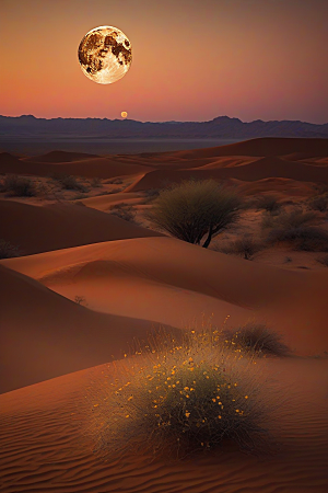 沙漠之美在黄沙中绽放的艳丽