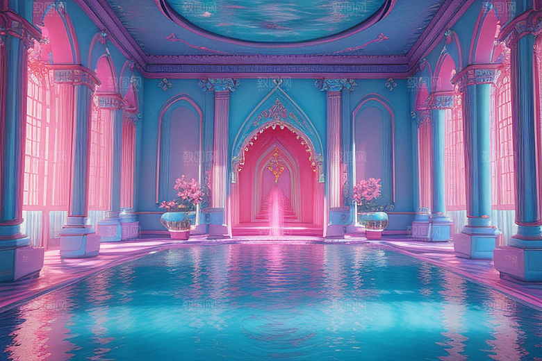 光影奇幻粉色花舞