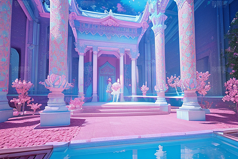 光影奇幻粉色花舞