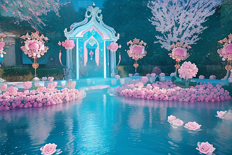 光影奇幻粉色花舞