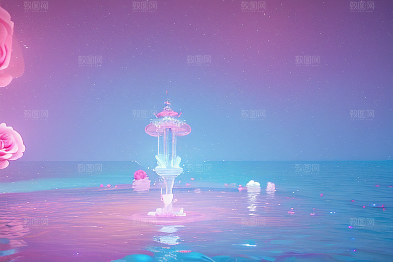 光影奇幻粉色花舞