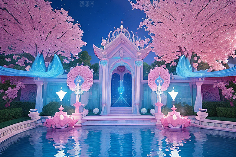 光影奇幻粉色花舞