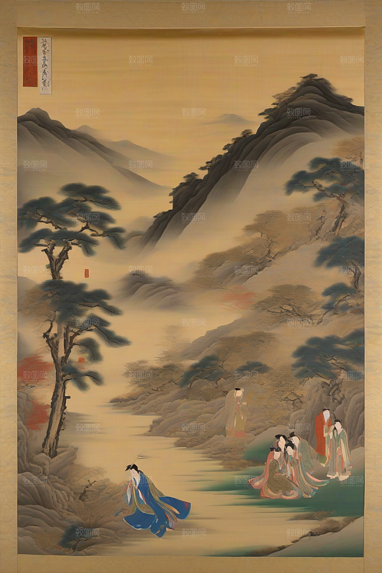 爱恋画卷古代东方风景中的永恒之情