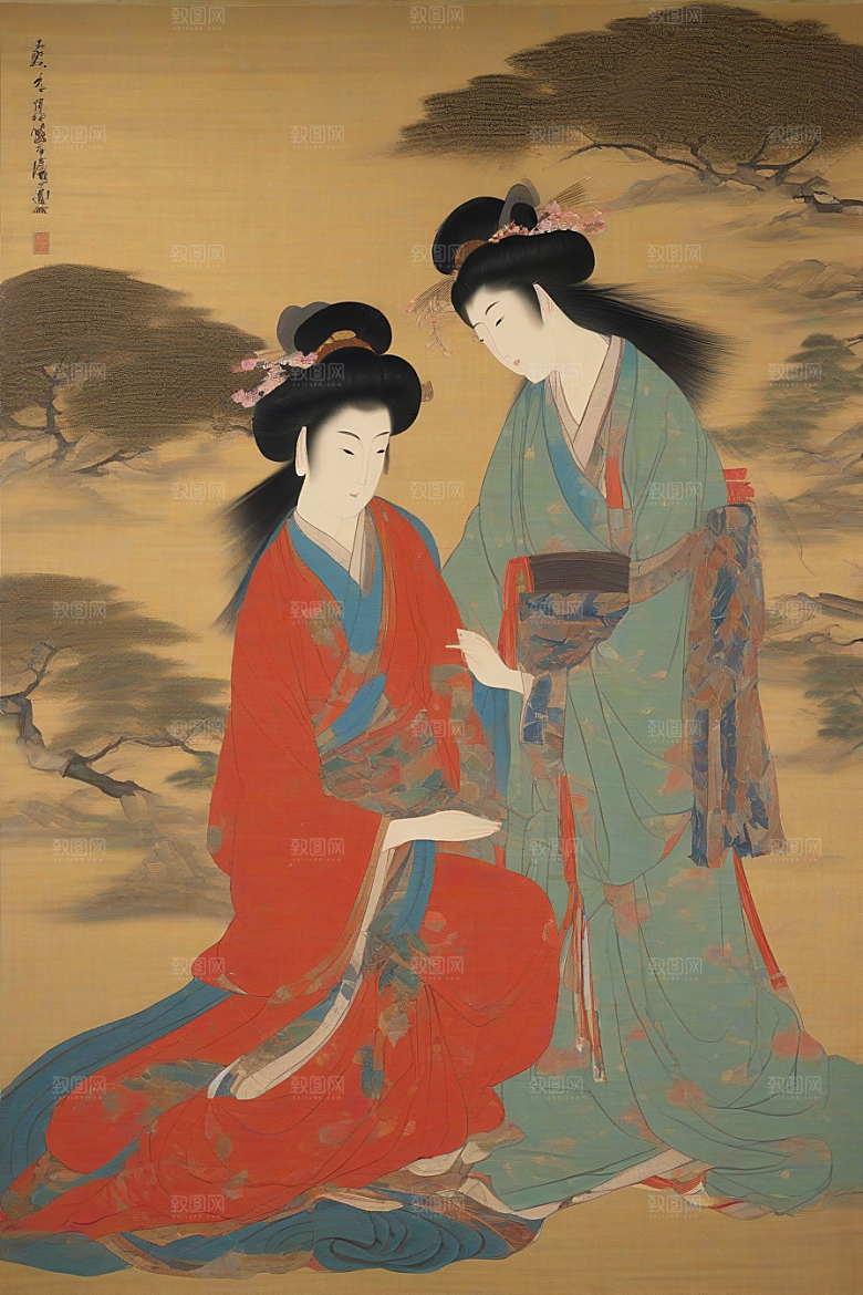 爱恋画卷古代东方风景中的永恒之情