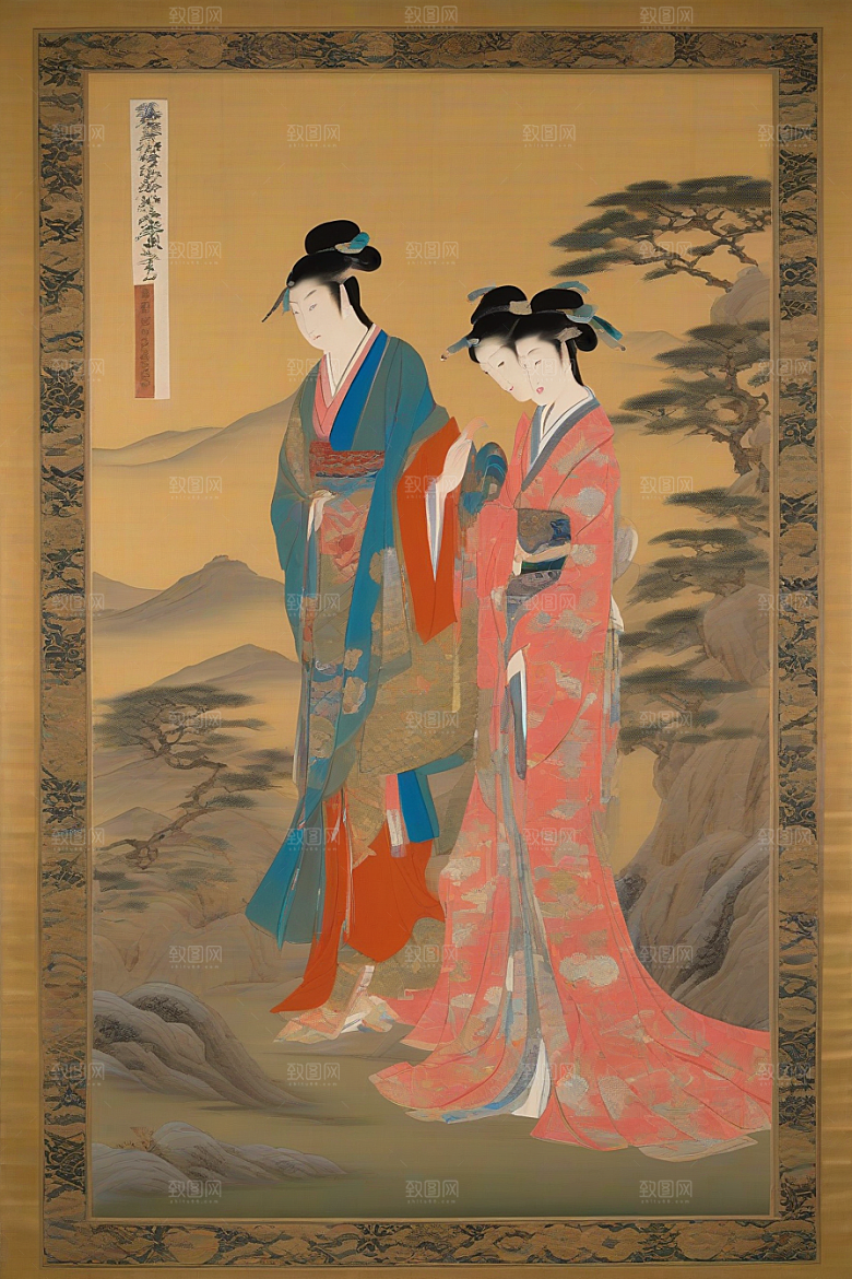 爱恋画卷古代东方风景中的永恒之情