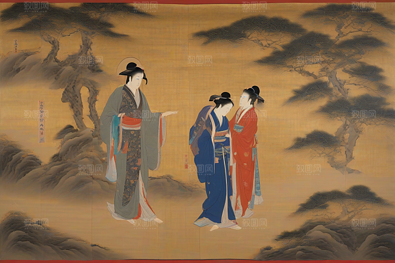 爱恋画卷古代东方风景中的永恒之情